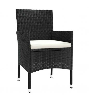 vidaXL Garden Chairs with Cushions 4 pcs Black Poly Rattan (UK/IE/FI/NO only)