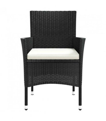 vidaXL Garden Chairs with Cushions 4 pcs Black Poly Rattan (UK/IE/FI/NO only)