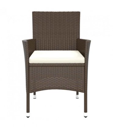 vidaXL Garden Chairs with Cushions 4 pcs Brown Poly Rattan (UK/IE/FI/NO only)