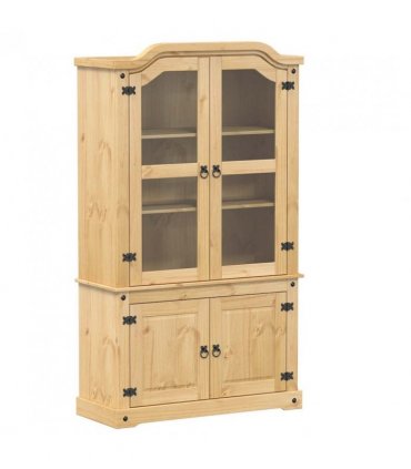vidaXL Glass Display Cabinet Corona 103.5x42x180 cm Solid Wood Pine — Colour: brown