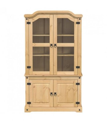 vidaXL Glass Display Cabinet Corona 103.5x42x180 cm Solid Wood Pine — Colour: brown
