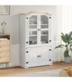 vidaXL Display Cabinet White 103.5 x 42 x 180 cm Solid Pine Wood