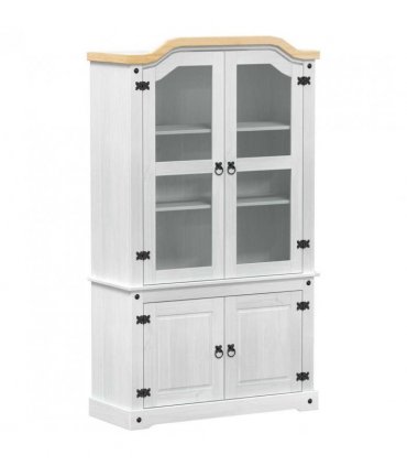 vidaXL Display Cabinet White 103.5 x 42 x 180 cm Solid Pine Wood