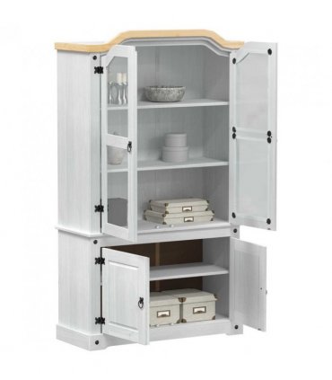 vidaXL Display Cabinet White 103.5 x 42 x 180 cm Solid Pine Wood