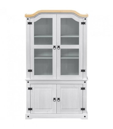 vidaXL Display Cabinet White 103.5 x 42 x 180 cm Solid Pine Wood