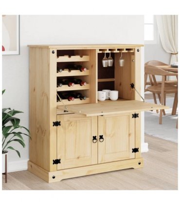 vidaXL Wine Cabinet Corona 97x45x114 cm Solid Wood Pine — Colour: honey wax