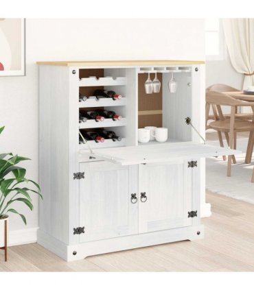 vidaXL Wine cabinet White 97 x 45 x 114 cm Solid Pine Wood