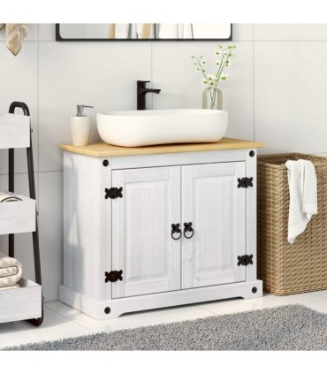 vidaXL Sink cabinet with Shelf White 73 x 33 x 60 cm Solid Pine Wood