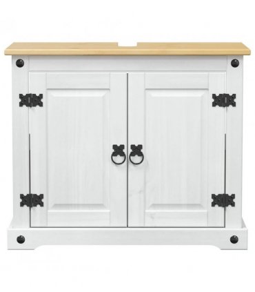 vidaXL Sink cabinet with Shelf White 73 x 33 x 60 cm Solid Pine Wood