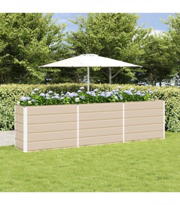 vidaXL Planter Ivory 290 x 90 x 75 cm Galvanised Steel — Size: 290 x 90 x 77 cm