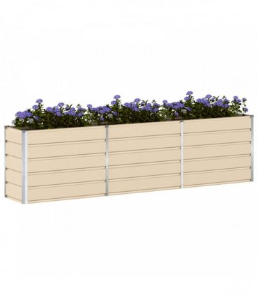 vidaXL Planter Ivory 290 x 90 x 75 cm Galvanised Steel — Size: 290 x 90 x 77 cm