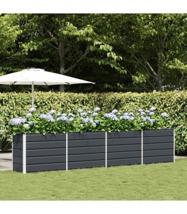 vidaXL Planter Anthracite 385 x 50 x 75 cm Galvanised Steel — Size: 385 x 50 x 77 cm