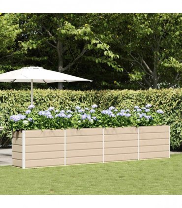 vidaXL Planter Ivory 385 x 50 x 75 cm Galvanised Steel — Size: 385 x 50 x 77 cm