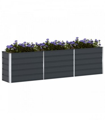 vidaXL Planter Anthracite 290 x 50 x 75 cm Galvanised Steel — Size: 290 x 90 x 77 cm
