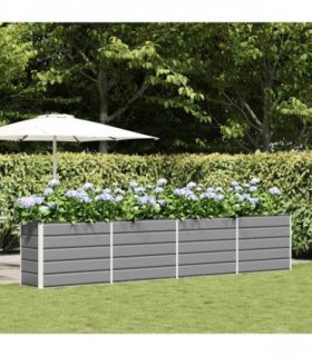 vidaXL Planter Light Grey 385 x 50 x 75 cm Galvanised Steel — Size: 385 x 50 x 77 cm