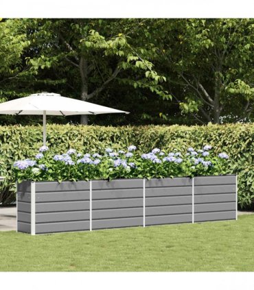 vidaXL Planter Light Grey 385 x 50 x 75 cm Galvanised Steel — Size: 385 x 50 x 77 cm