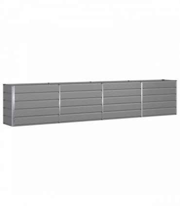 vidaXL Planter Light Grey 385 x 50 x 75 cm Galvanised Steel — Size: 385 x 50 x 77 cm