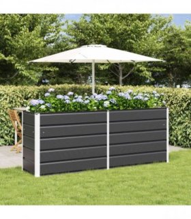 vidaXL Planter Anthracite 195 x 50 x 75 cm Galvanised Steel — Size: 195 x 50 x 77 cm