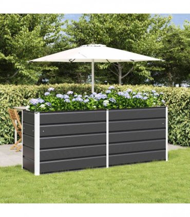 vidaXL Planter Anthracite 195 x 50 x 75 cm Galvanised Steel — Size: 195 x 50 x 77 cm