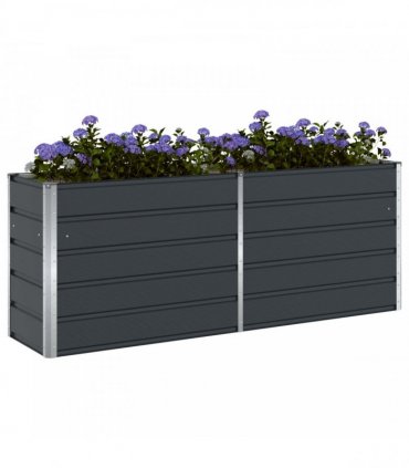 vidaXL Planter Anthracite 195 x 50 x 75 cm Galvanised Steel — Size: 195 x 50 x 77 cm