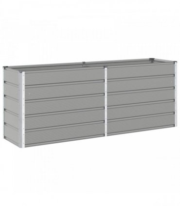 vidaXL Planter Light Grey 195 x 50 x 75 cm Galvanised Steel — Size: 195 x 50 x 77 cm