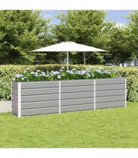 vidaXL Planter Light Grey 290 x 50 x 75 cm Galvanised Steel — Size: 290 x 90 x 77 cm