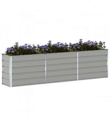 vidaXL Planter Light Grey 290 x 50 x 75 cm Galvanised Steel — Size: 290 x 90 x 77 cm