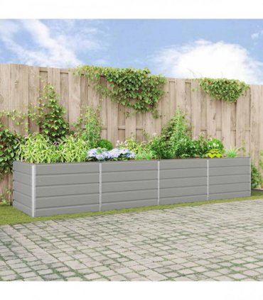 vidaXL Planter Light Grey 385 x 100 x 75 cm Galvanised Steel