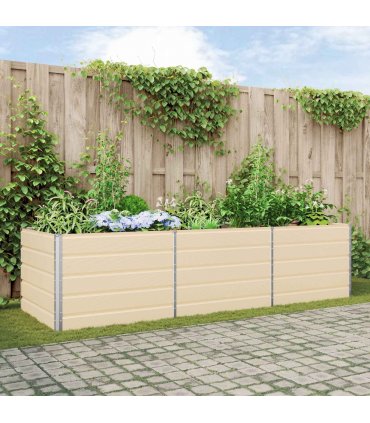 vidaXL Planter Ivory 290 x 100 x 75 cm Galvanised Steel