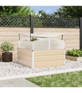 vidaXL Planter Ivory 100 x 100 x 77 cm Galvanised Steel