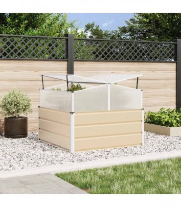 vidaXL Planter Ivory 100 x 100 x 77 cm Galvanised Steel