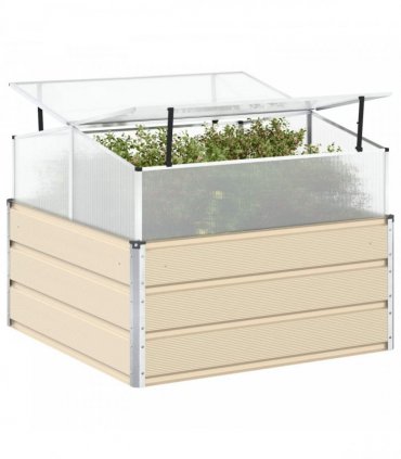 vidaXL Planter Ivory 100 x 100 x 77 cm Galvanised Steel