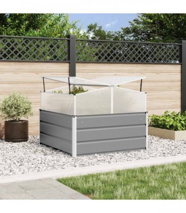 vidaXL Planter Light Grey 100 x 100 x 77 cm Galvanised Steel