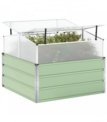 vidaXL Planter Pastel Green 100 x 100 x 77 cm Galvanised Steel — Colour: Light green