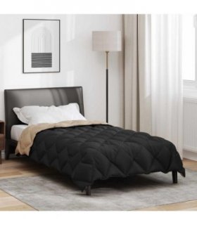 vidaXL Winter Duvet Black and Taupe 140 x 200 cm Microfiber