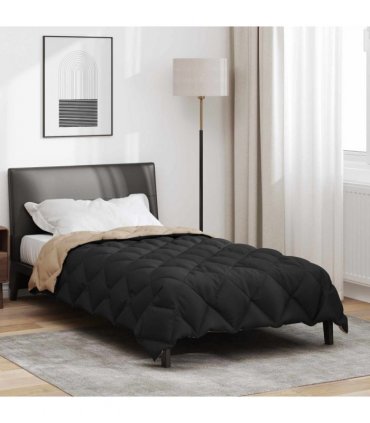 vidaXL Winter Duvet Black and Taupe 155 x 220 cm Microfiber