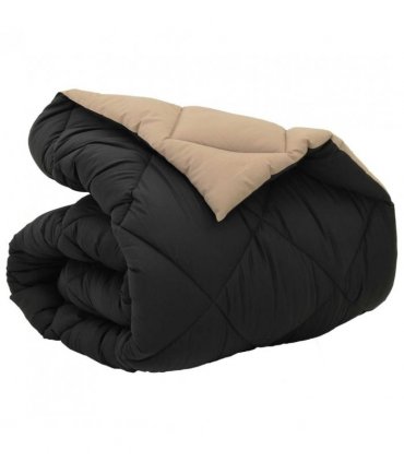 vidaXL Winter Duvet Black and Taupe 155 x 220 cm Microfiber
