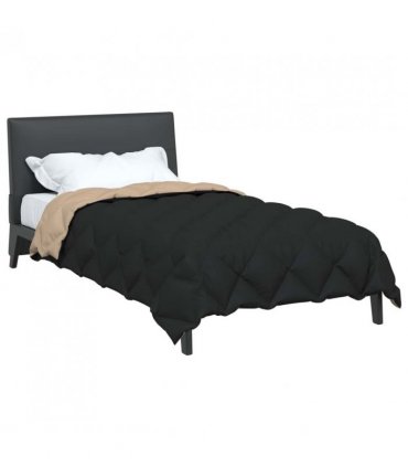 vidaXL Winter Duvet Black and Taupe 155 x 220 cm Microfiber