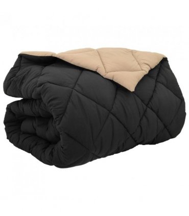 vidaXL Winter Duvet Black and Taupe 220 x 240 cm Microfiber