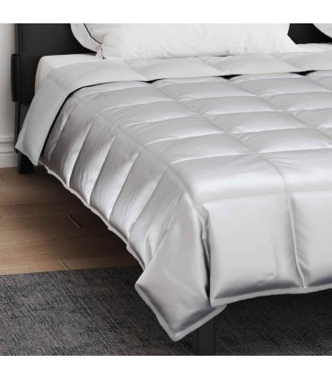 vidaXL Full Year Duvet Silver 200 x 200 cm Satin and Microfiber