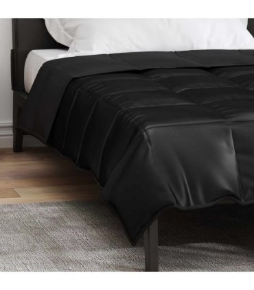 vidaXL Full Year Duvet Black 135 x 200 cm Satin and Microfiber