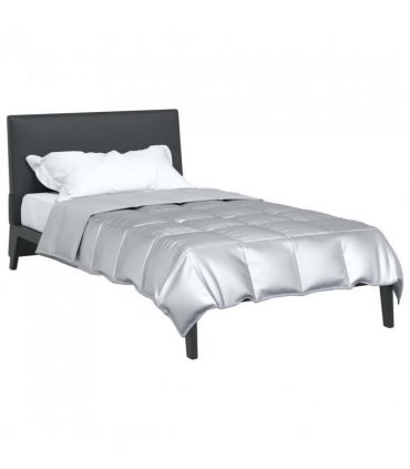 vidaXL Full Year Duvet Silver 155 x 220 cm Satin and Microfiber