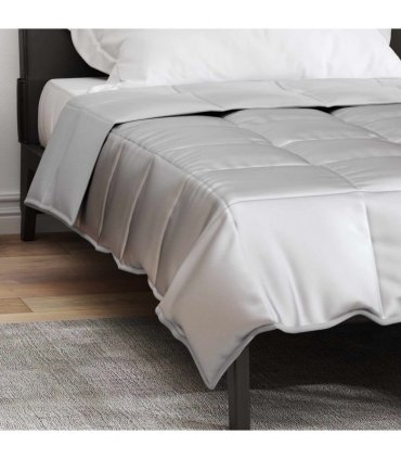 vidaXL Full Year Duvet Silver 155 x 220 cm Satin and Microfiber