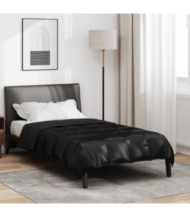vidaXL Full Year Duvet Black 140 x 200 cm Satin and Microfiber