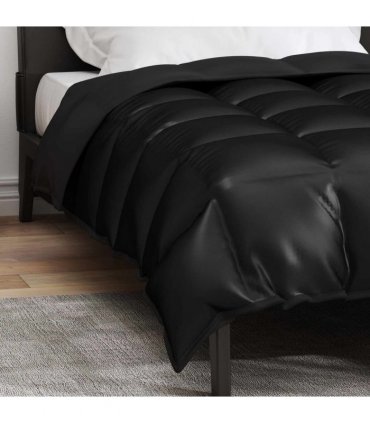 vidaXL Winter Duvet Black 155 x 220 cm Satin and Microfiber
