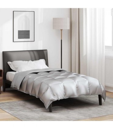 vidaXL Winter Duvet Silver 135 x 200 cm Satin and Microfiber