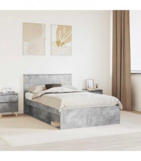 vidaXL Bed Frame with Headboard Concerte 120 x 200 cm Engineered wood — Colour: Concrete grey