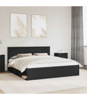vidaXL Bed Frame with Headboard Black 180 x 200 cm Engineered wood