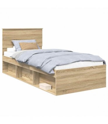 vidaXL Bed Frame with Headboard Sonoma Oak 75 x 190 cm Engineered wood
