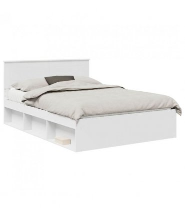 vidaXL Bed Frame with Headboard White 140 x 200 cm Engineered wood